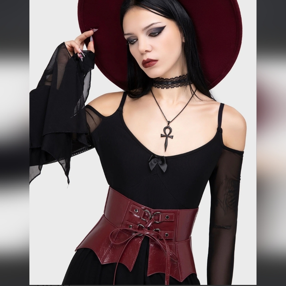 Killstar Dark Red Corset Belt - Picture 3 of 4